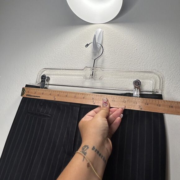 BCBGMAXAZARIA Black w/ Brown & White Pinstripe Wide Leg Zip Up Camilla Pant 2 - Picture 10 of 13